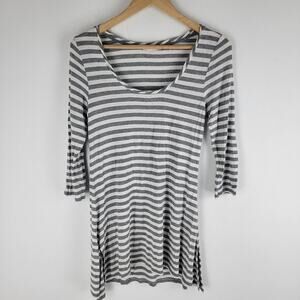 Soft Surroundings Scoop Neck Tunic Gray And White Long Sleeve Size XS